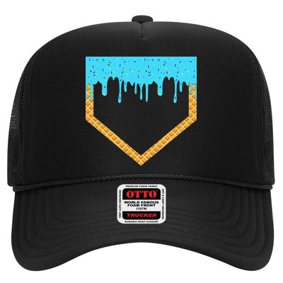 Baseball Ice Cream Dripping Baseball Home Plate Drip Trucker Hat