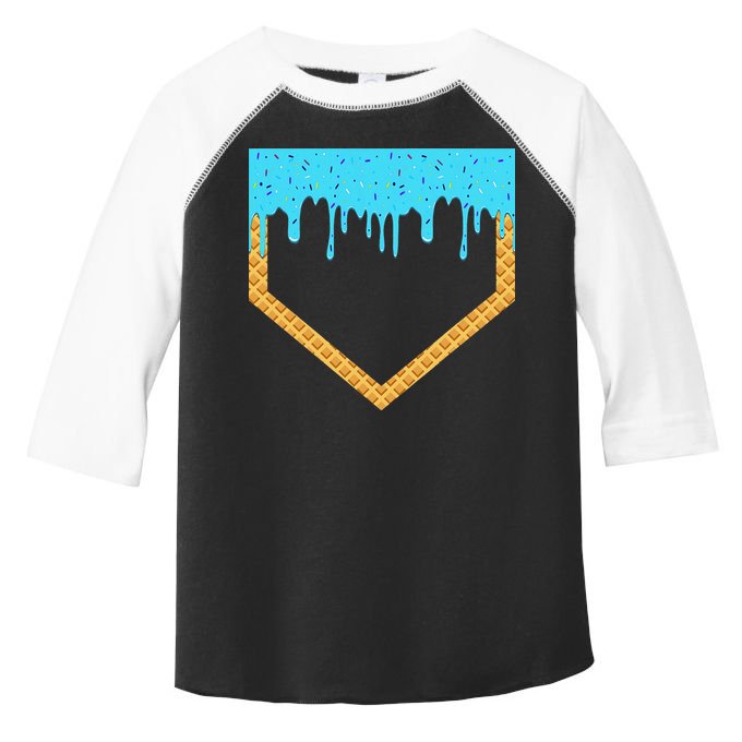 Baseball Ice Cream Dripping Baseball Home Plate Drip Toddler Fine Jersey T-Shirt