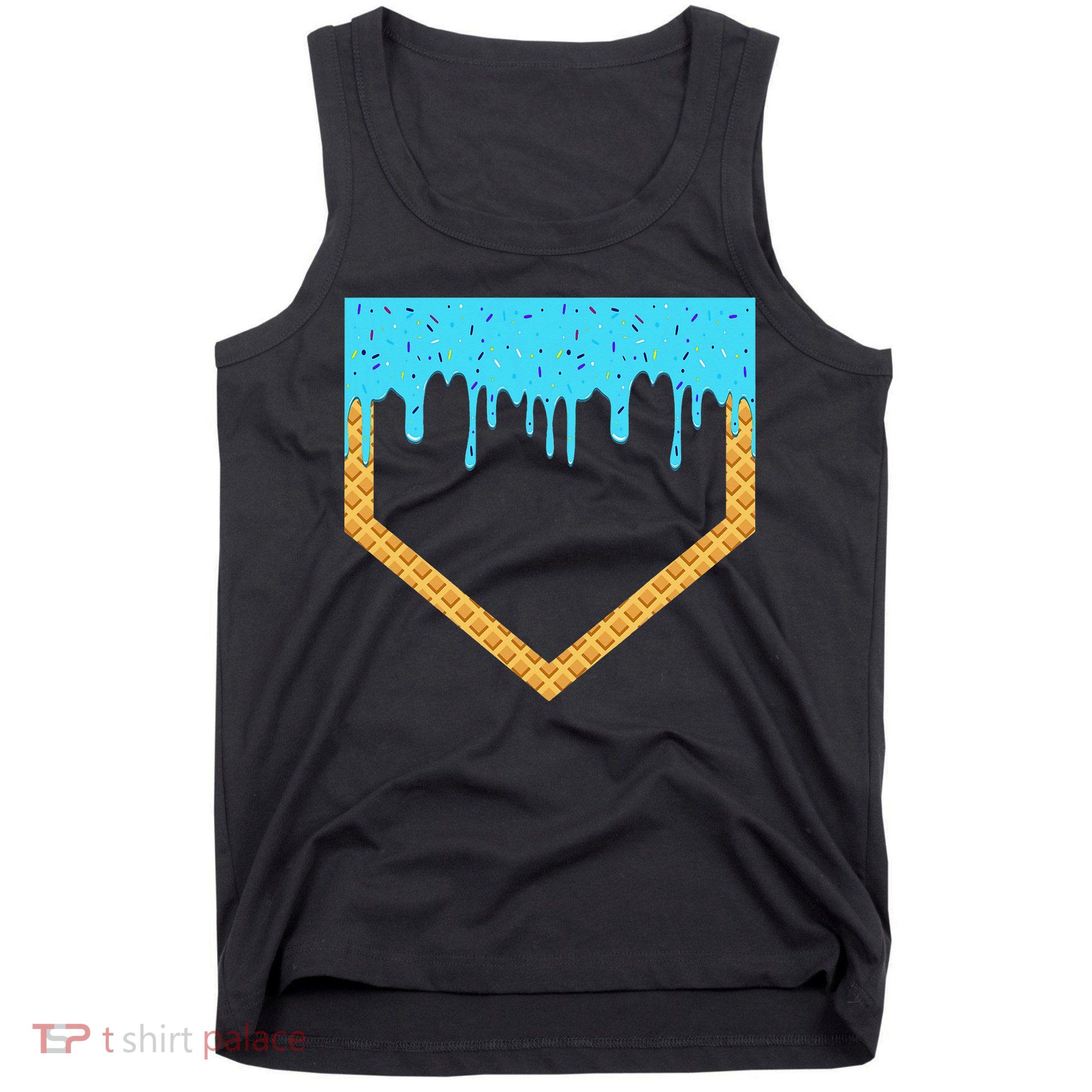 Baseball Ice Cream Dripping Baseball Home Plate Drip Tank Top