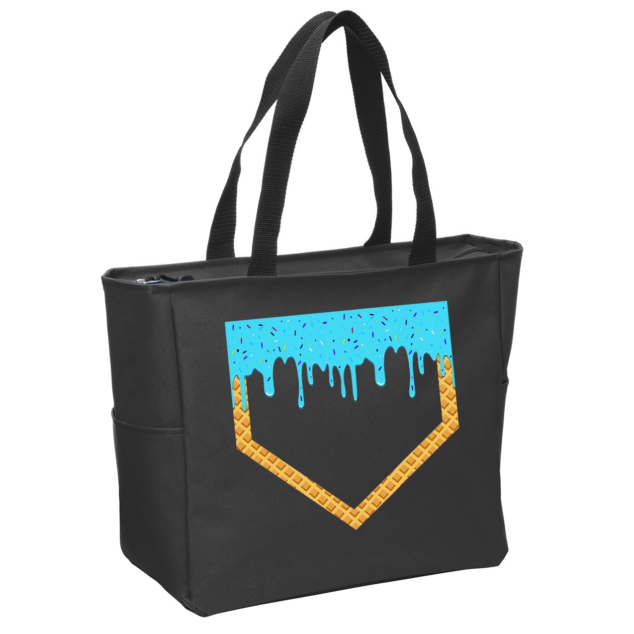 Baseball Ice Cream Dripping Baseball Home Plate Drip Zip Tote Bag