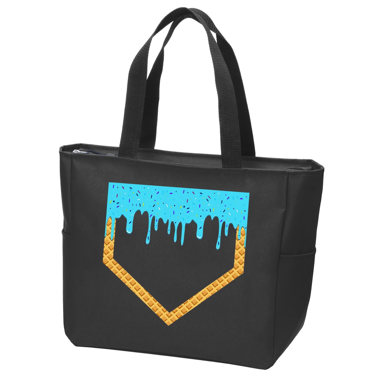 Baseball Ice Cream Dripping Baseball Home Plate Drip Zip Tote Bag