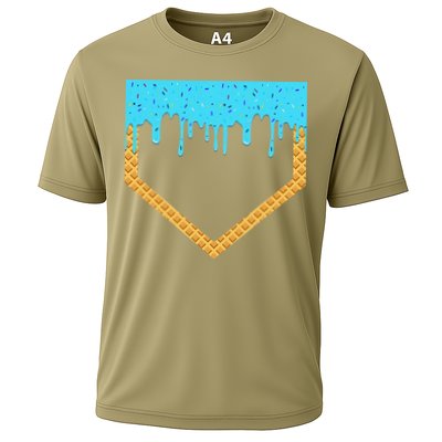 Baseball Ice Cream Dripping Baseball Home Plate Drip Performance Shirt
