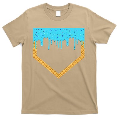 Baseball Ice Cream Dripping Baseball Home Plate Drip T-Shirt