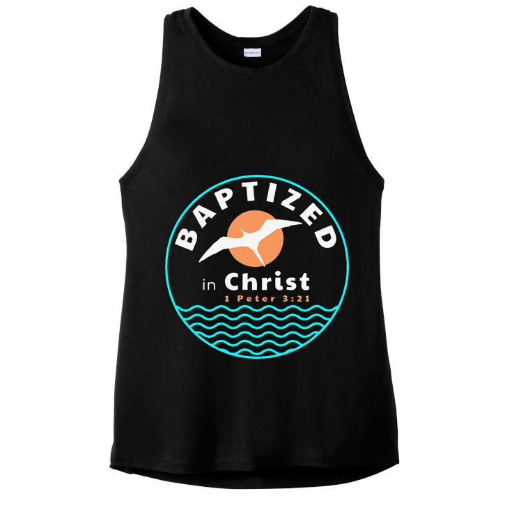 Baptized In Christ Christian Adult Baptism Ladies PosiCharge Tri-Blend Wicking Tank