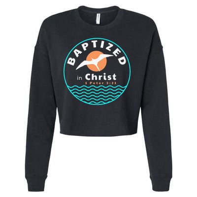 Baptized In Christ Christian Adult Baptism Cropped Pullover Crew