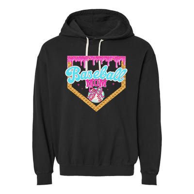 Baseball Ice Cream Drip Funny Sport Game Day Baseball Mom Garment-Dyed Fleece Hoodie