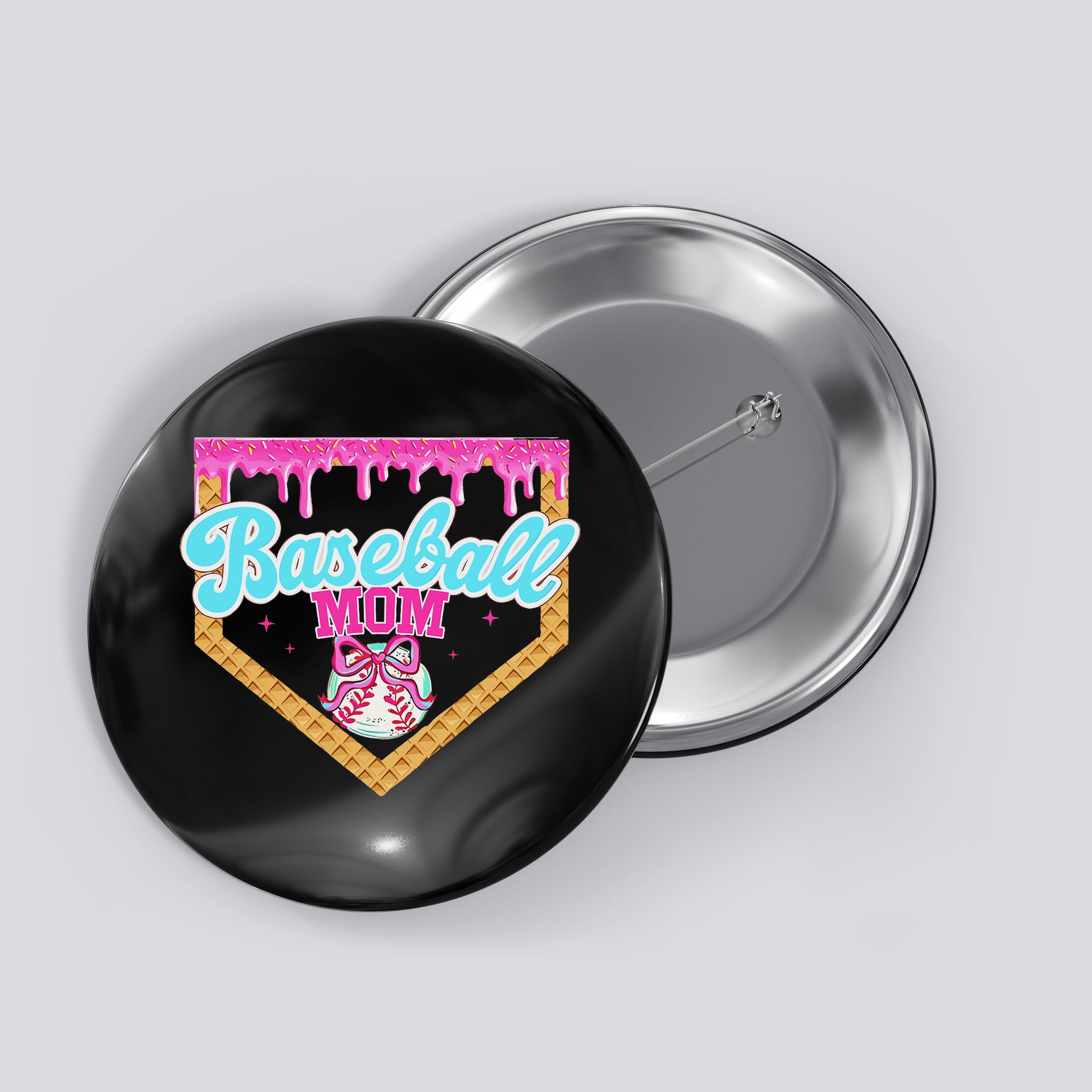 Baseball Ice Cream Drip Funny Sport Game Day Baseball Mom Button