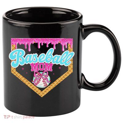 Baseball Ice Cream Drip Funny Sport Game Day Baseball Mom 11oz C Handle Ceramic Mug