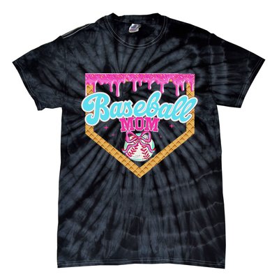 Baseball Ice Cream Drip Funny Sport Game Day Baseball Mom Tie-Dye T-Shirt