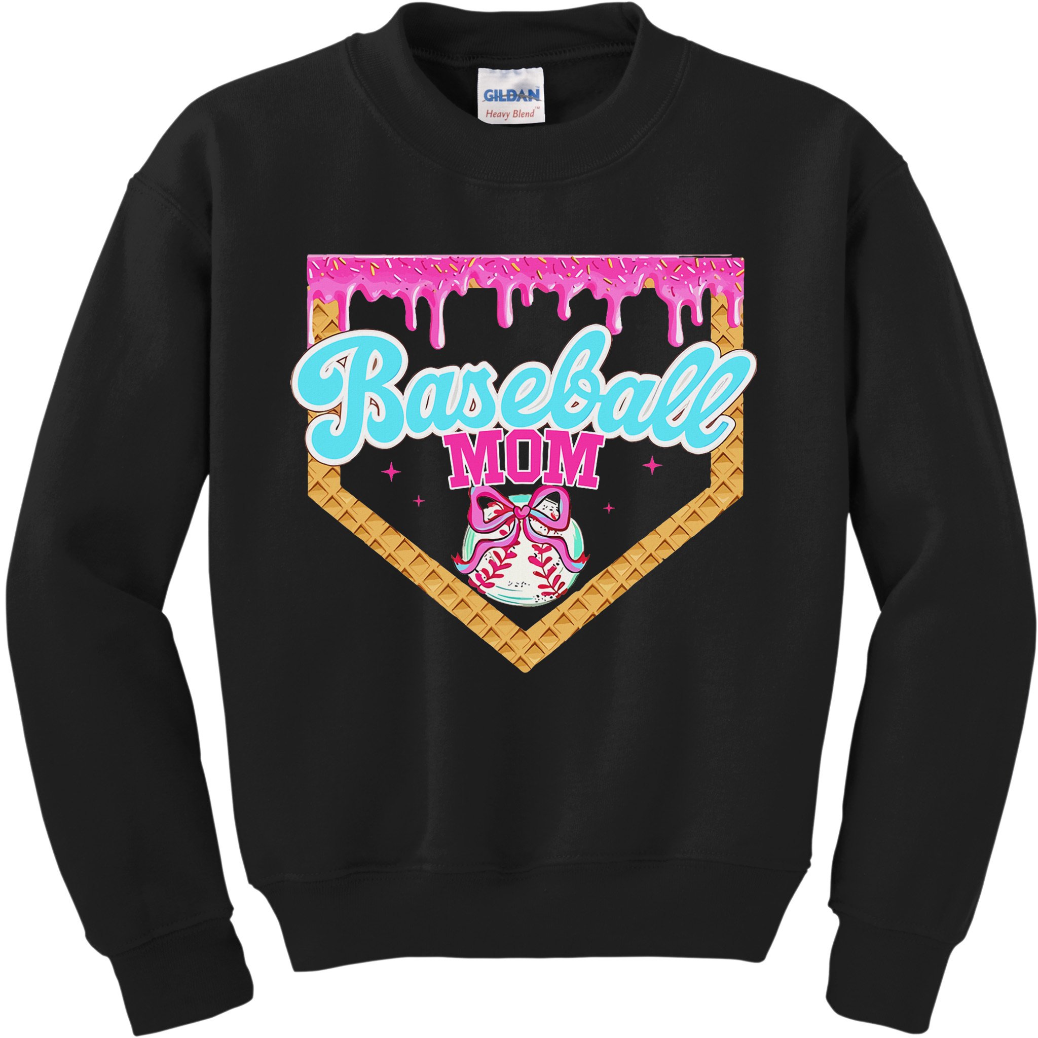 Baseball Ice Cream Drip Funny Sport Game Day Baseball Mom Kids Sweatshirt