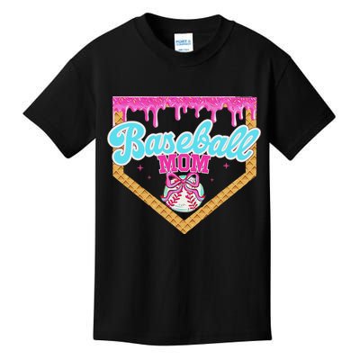 Baseball Ice Cream Drip Funny Sport Game Day Baseball Mom Kids T-Shirt