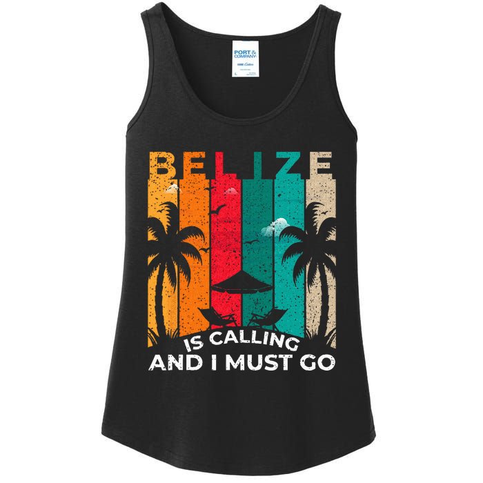 Belize Is Calling And I Must Go Vintage Summer Vibes Beach Ladies Essential Tank