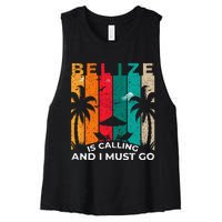 Belize Is Calling And I Must Go Vintage Summer Vibes Beach Women's Racerback Cropped Tank