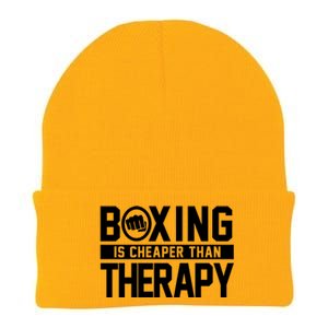 Boxing Is Cheaper Than Therapy Kickboxing Quote Fist Great Gift Knit Cap Winter Beanie