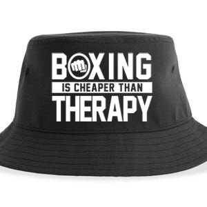 Boxing Is Cheaper Than Therapy Kickboxing Quote Fist Great Gift Sustainable Bucket Hat