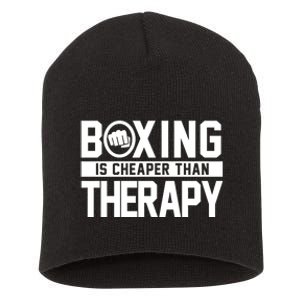 Boxing Is Cheaper Than Therapy Kickboxing Quote Fist Great Gift Short Acrylic Beanie