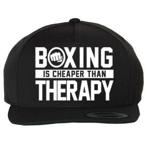 Boxing Is Cheaper Than Therapy Kickboxing Quote Fist Great Gift Wool Snapback Cap