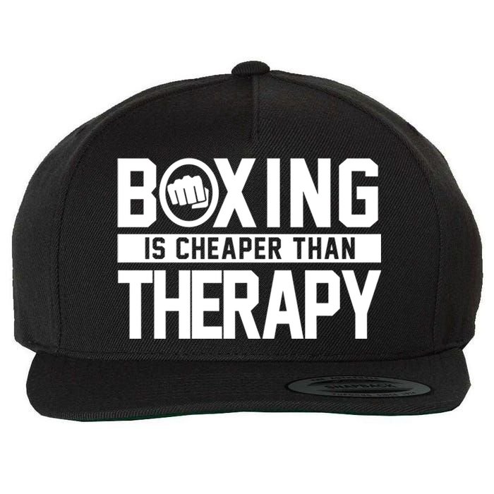 Boxing Is Cheaper Than Therapy Kickboxing Quote Fist Great Gift Wool Snapback Cap