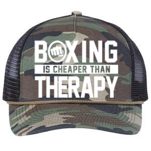 Boxing Is Cheaper Than Therapy Kickboxing Quote Fist Great Gift Retro Rope Trucker Hat Cap