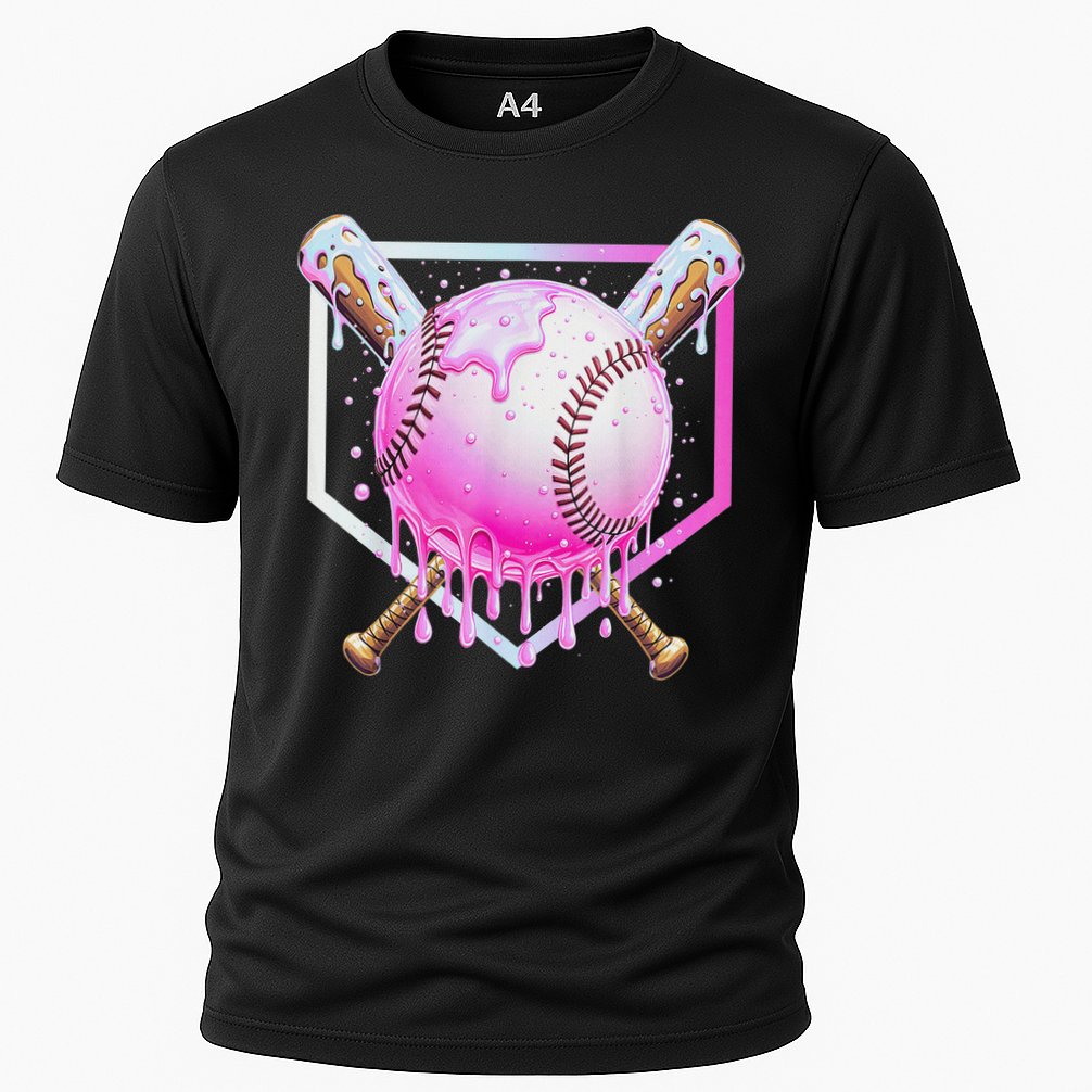 Baseball Ice Cream Home Plate Baseball Lover Cooling Performance Crew T-Shirt