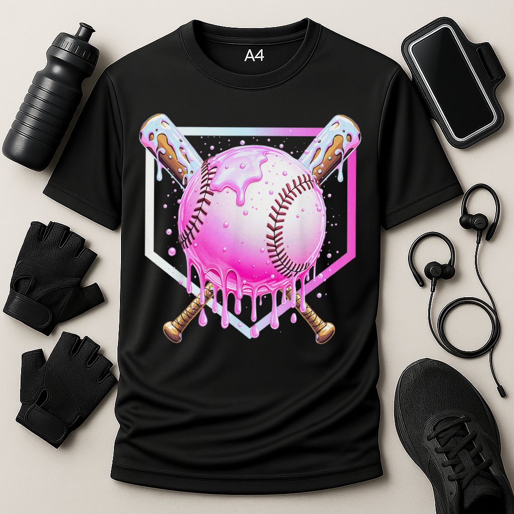 Baseball Ice Cream Home Plate Baseball Lover Cooling Performance Crew T-Shirt