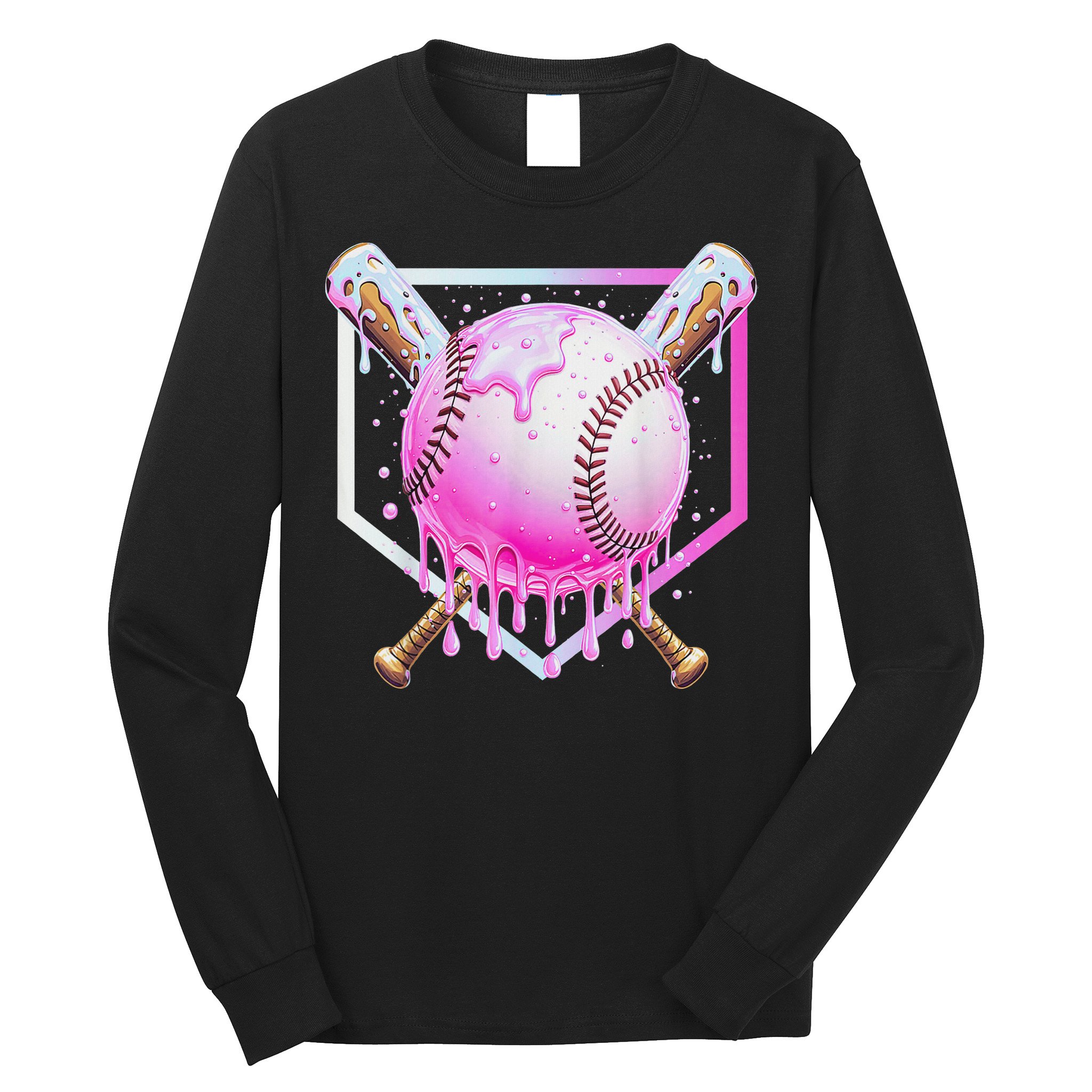 Baseball Ice Cream Home Plate Baseball Lover Long Sleeve Shirt