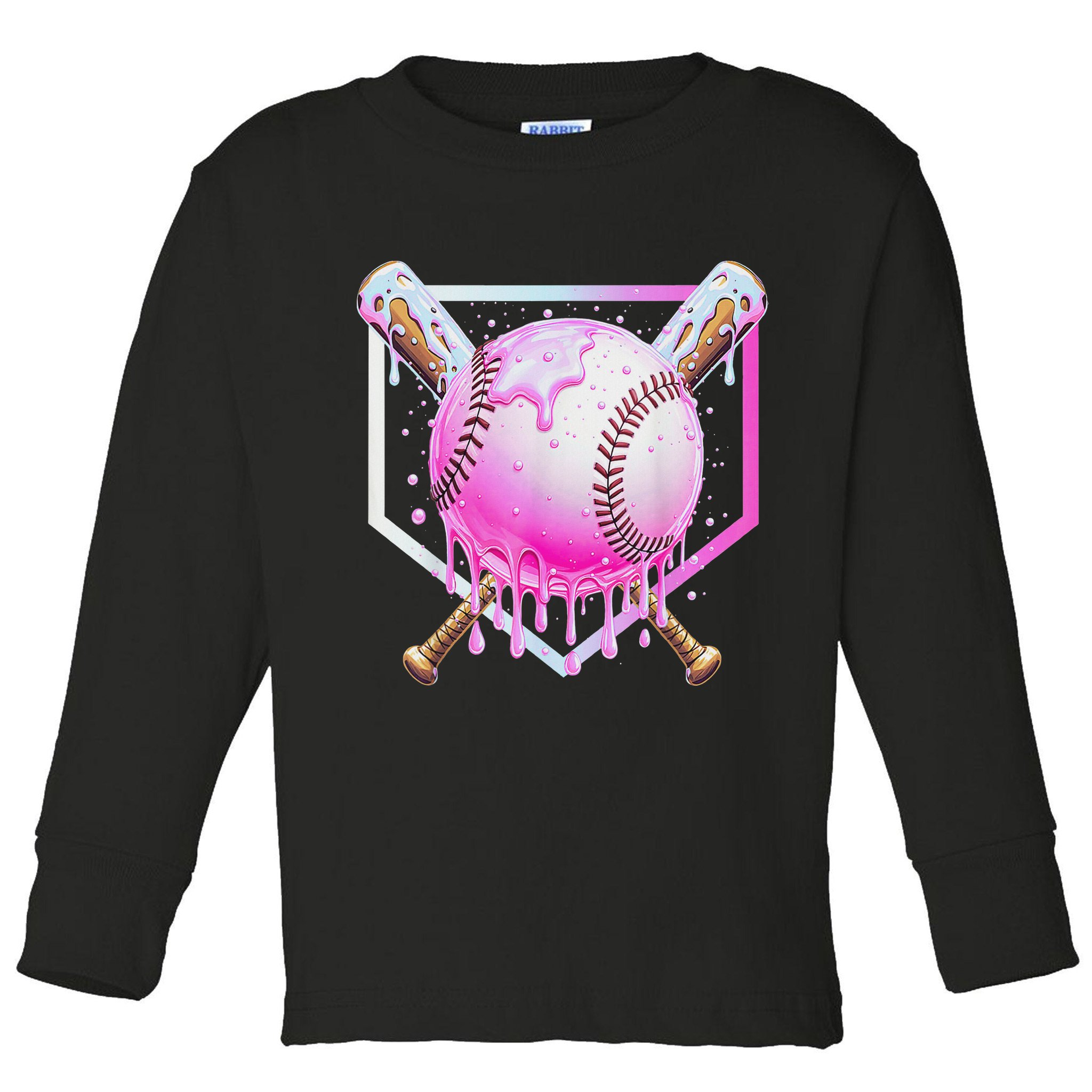 Baseball Ice Cream Home Plate Baseball Lover Toddler Long Sleeve Shirt