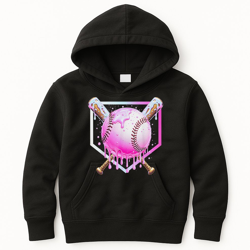 Baseball Ice Cream Home Plate Baseball Lover Kids Hoodie