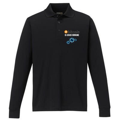 Bitcoin Is COVID Immune, Unstoppable, Plan B, Cryptocurrency, Blockchain, Crypto Performance Long Sleeve Polo