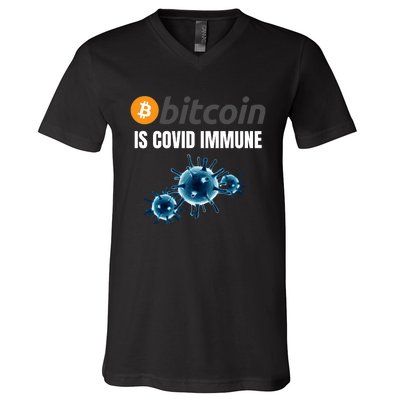 Bitcoin Is COVID Immune, Unstoppable, Plan B, Cryptocurrency, Blockchain, Crypto V-Neck T-Shirt