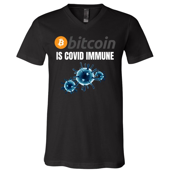 Bitcoin Is COVID Immune, Unstoppable, Plan B, Cryptocurrency, Blockchain, Crypto V-Neck T-Shirt