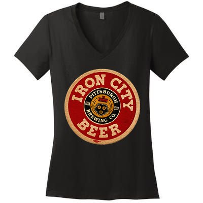 Beer Irons City Pittsburgh Beer Lover Women's V-Neck T-Shirt