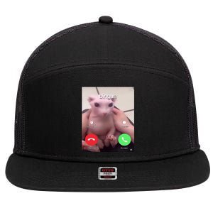 Bingus Is Calling My Beloved Hairless Sphinx Cat Gift 7 Panel Mesh Trucker Snapback Hat