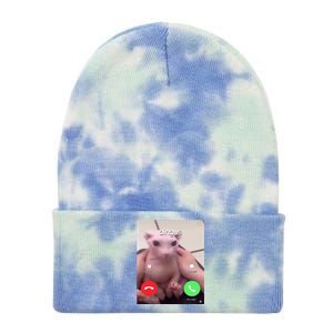 Bingus Is Calling My Beloved Hairless Sphinx Cat Gift Tie Dye 12in Knit Beanie