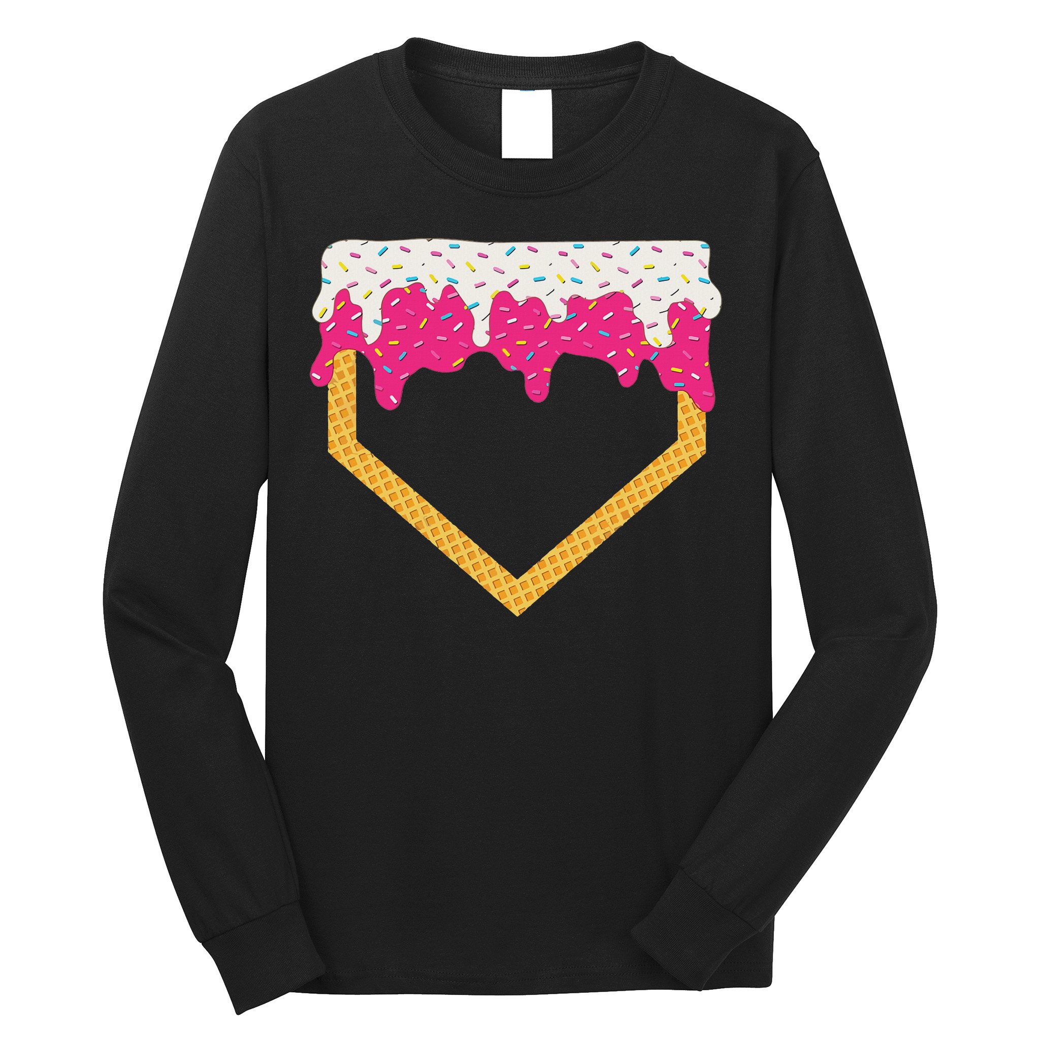 Baseball Ice Cream Dripping Drip Long Sleeve Shirt