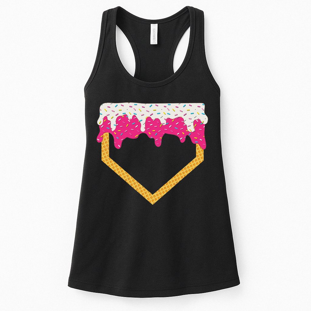 Baseball Ice Cream Dripping Drip Womens Tank Top