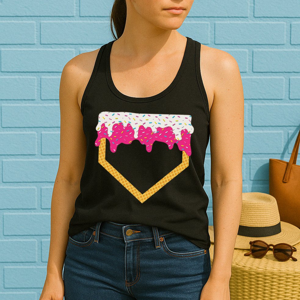 Baseball Ice Cream Dripping Drip Womens Tank Top