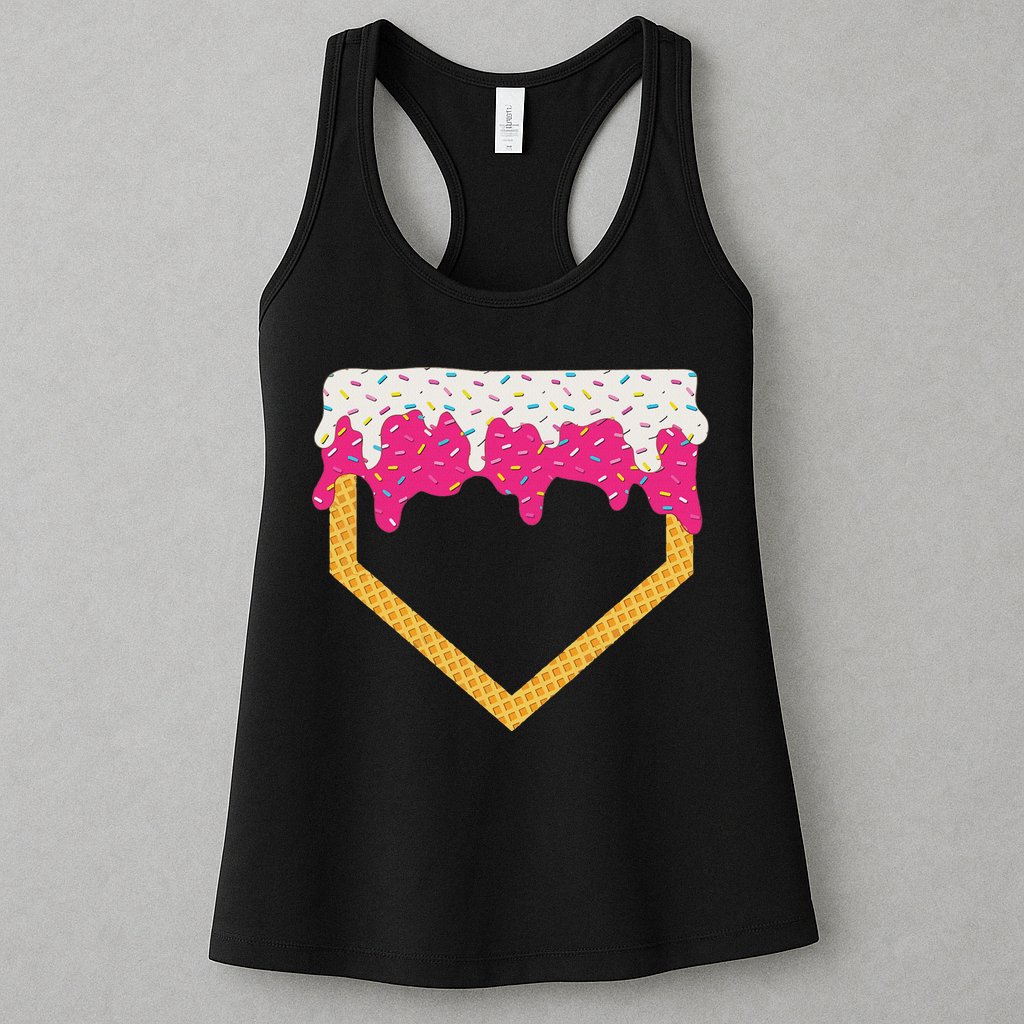 Baseball Ice Cream Dripping Drip Womens Tank Top