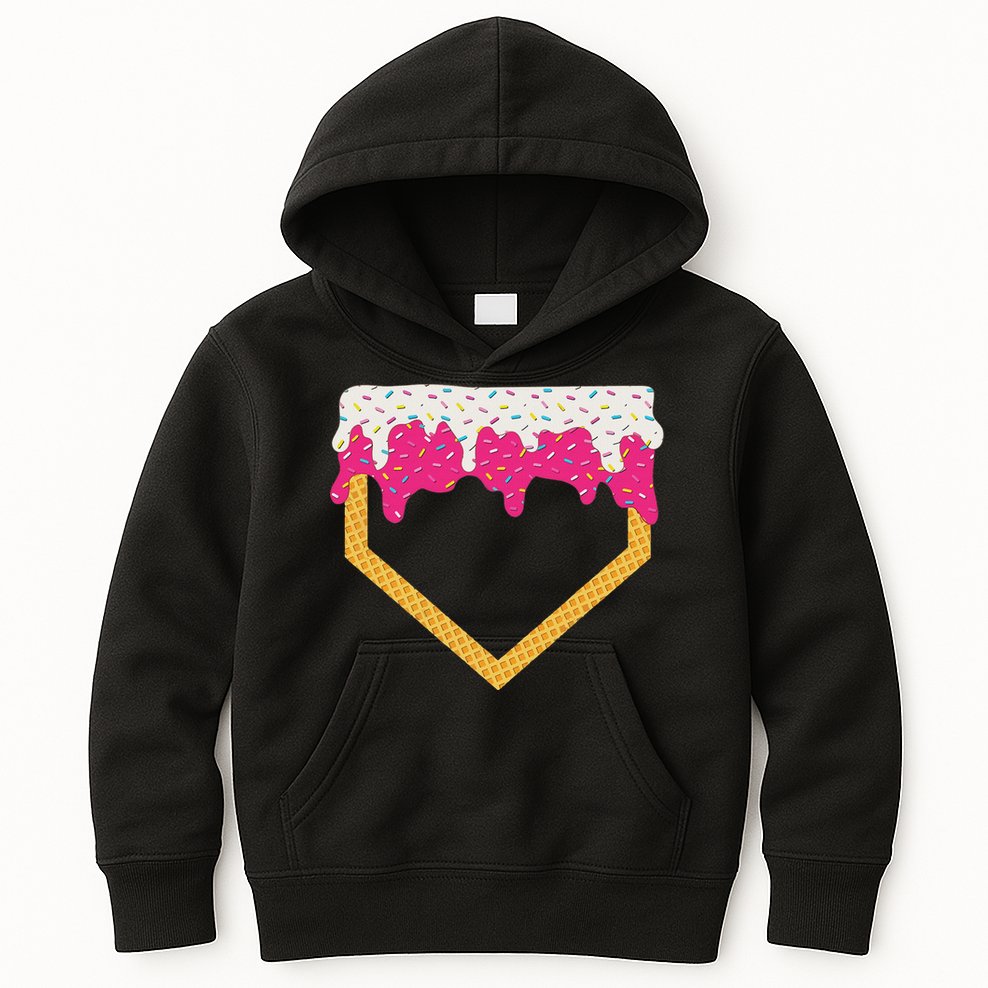 Baseball Ice Cream Dripping Drip Kids Hoodie