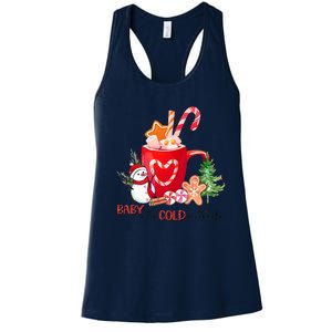 Baby It's Cold Outside Christmas Drink Snowman Coffee Women's Racerback Tank