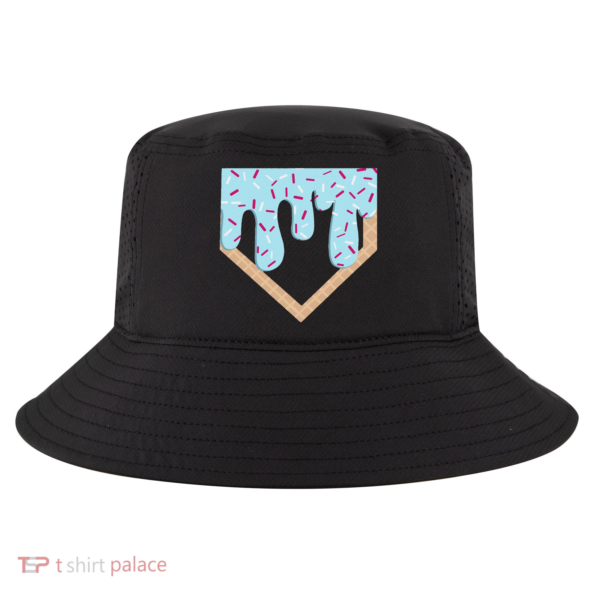 Baseball Ice Cream Dripping Home Plate Drip Cool Comfort Performance Bucket Hat