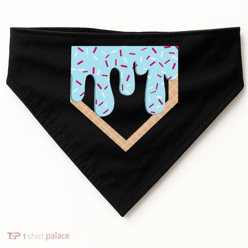 Baseball Ice Cream Dripping Home Plate Drip USA-Made Doggie Bandana