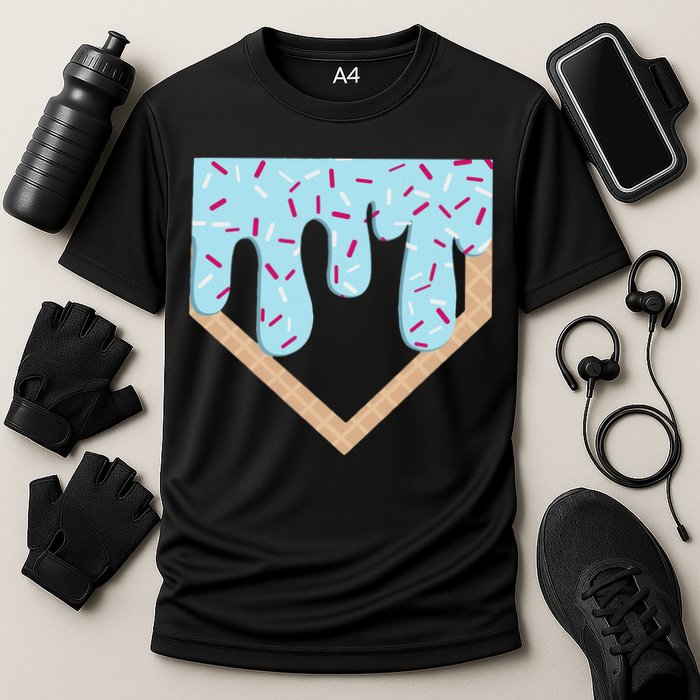 Baseball Ice Cream Dripping Home Plate Drip Performance Shirt