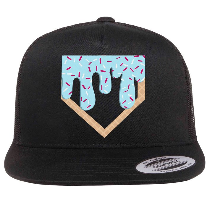 Baseball Ice Cream Dripping Home Plate Drip Flatbill Hat