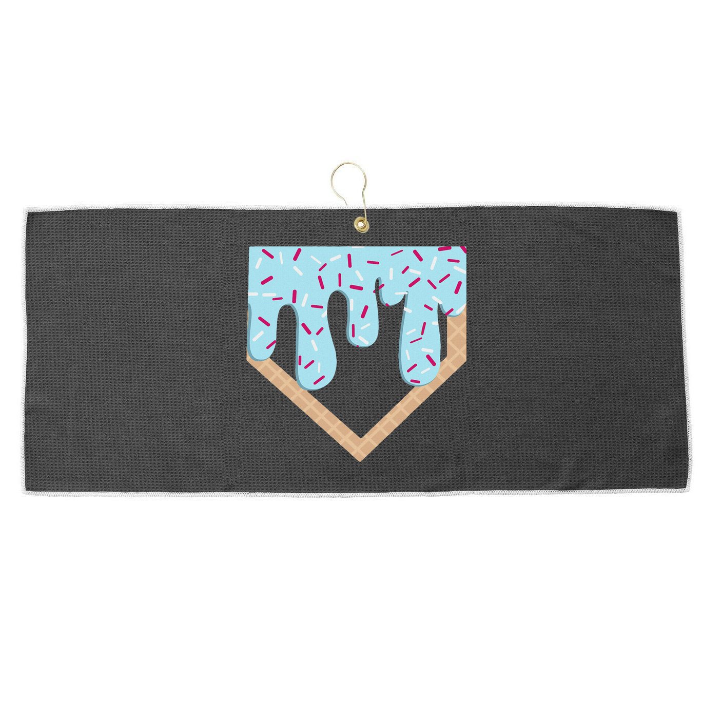 Baseball Ice Cream Dripping Home Plate Drip Large Microfiber Waffle Golf Towel