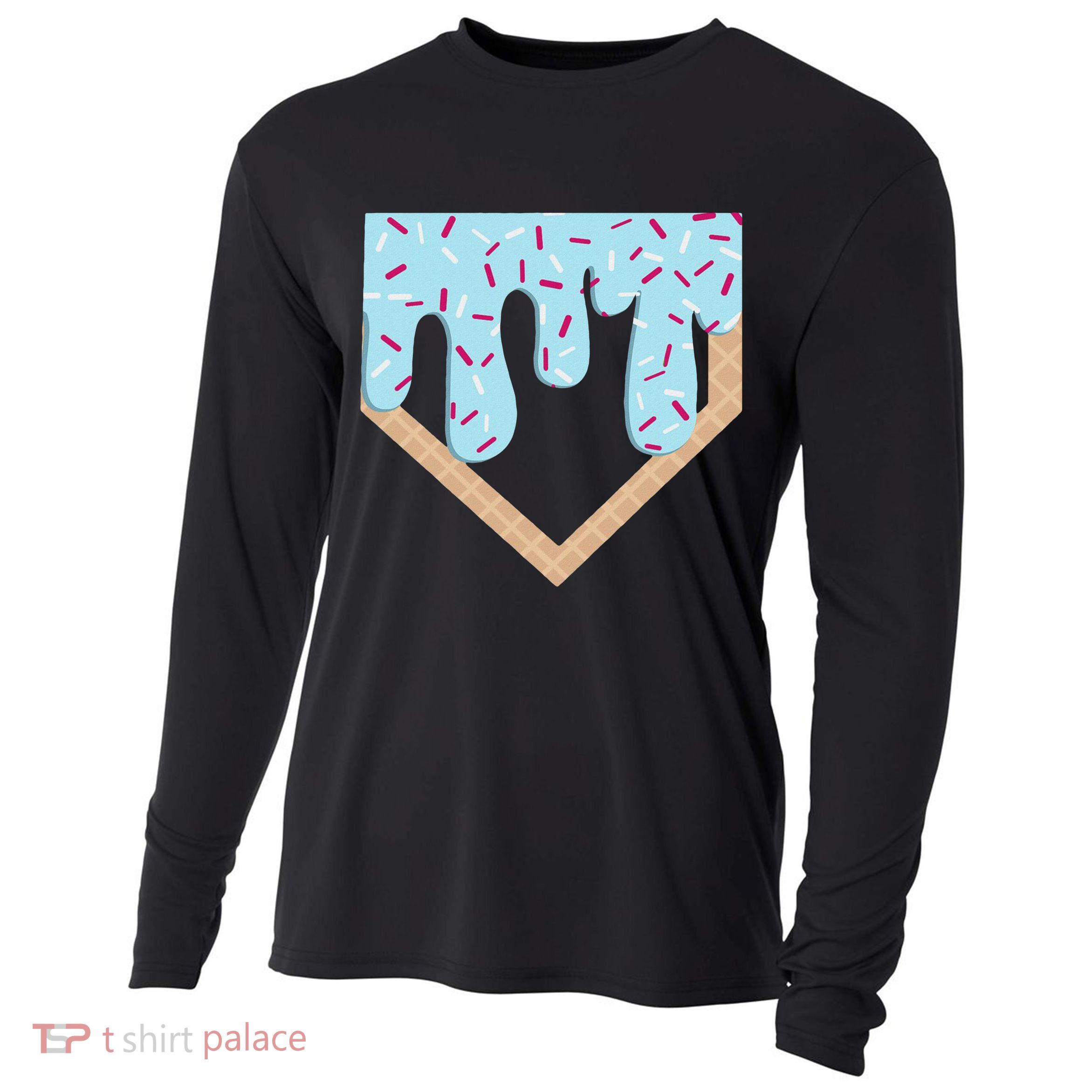 Baseball Ice Cream Dripping Home Plate Drip Cooling Performance Long Sleeve Crew