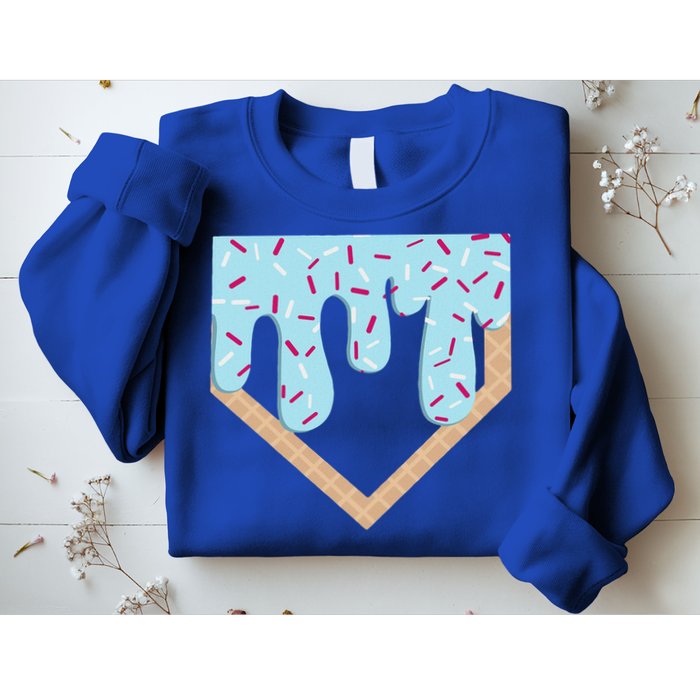 Baseball Ice Cream Dripping Home Plate Drip Sweatshirt