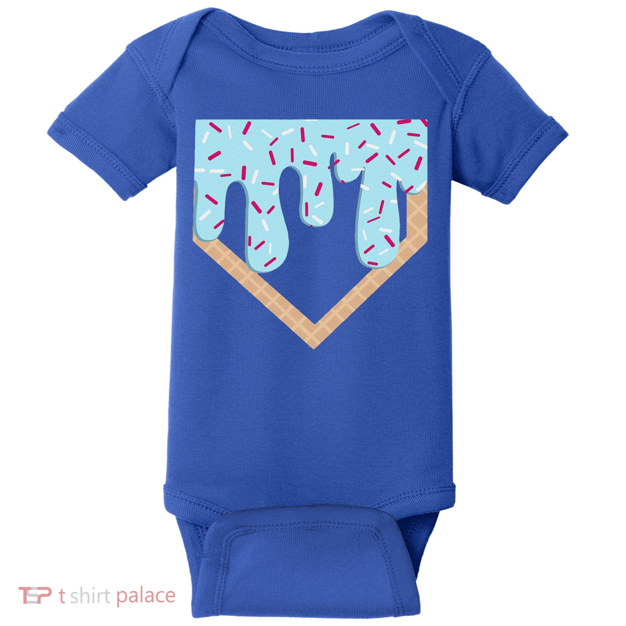 Baseball Ice Cream Dripping Home Plate Drip Baby Bodysuit