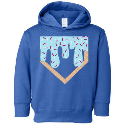 Baseball Ice Cream Dripping Home Plate Drip Toddler Hoodie