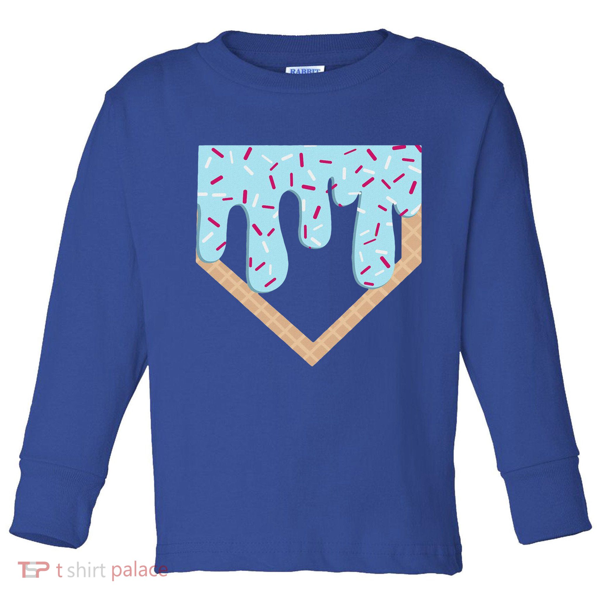 Baseball Ice Cream Dripping Home Plate Drip Toddler Long Sleeve Shirt